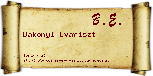 Bakonyi Evariszt névjegykártya